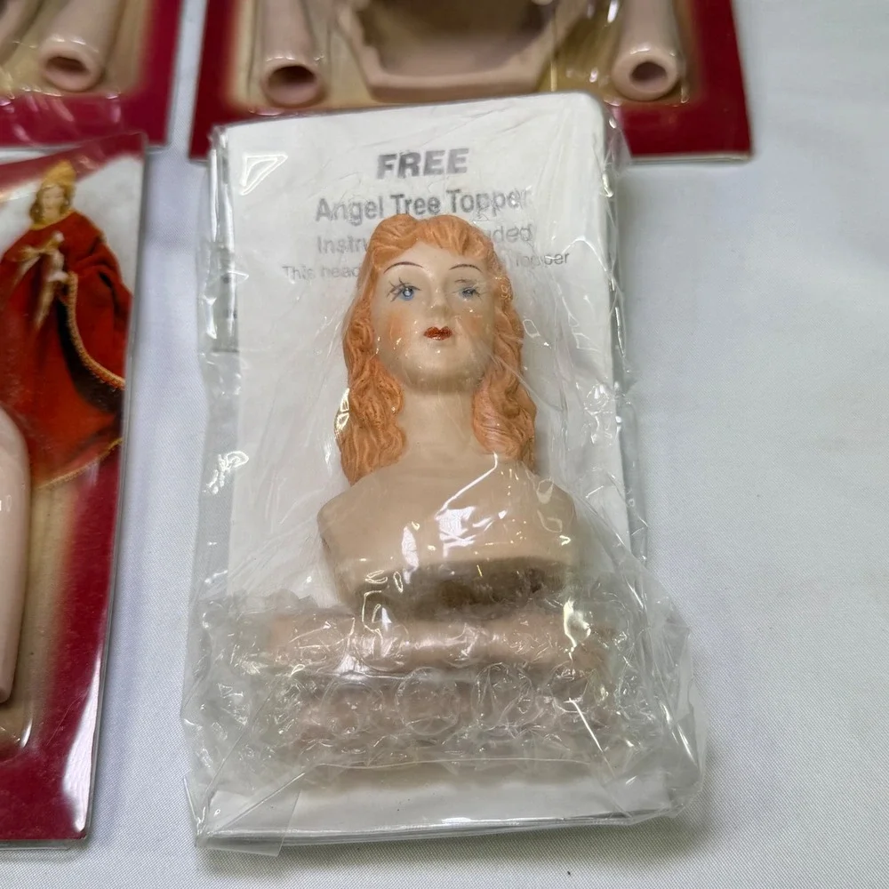 Vintage Fibre-Craft Heavenly Porcelain‎ Angel Tree Topper Head Hands Kit Lot 4